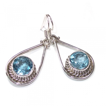 925 sterling silver blue topaz earrings